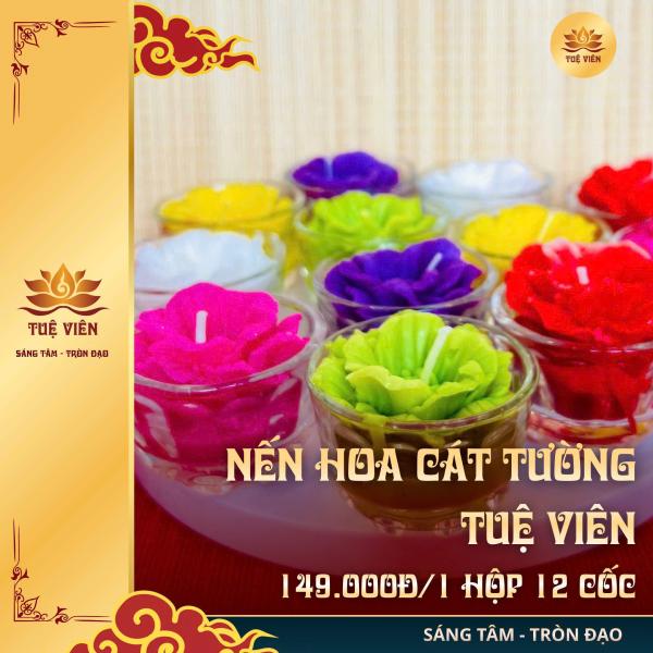Nến Hoa Cát Tường – Ánh Sáng An Lành Cho Không Gian Thờ Trang Nghiêm